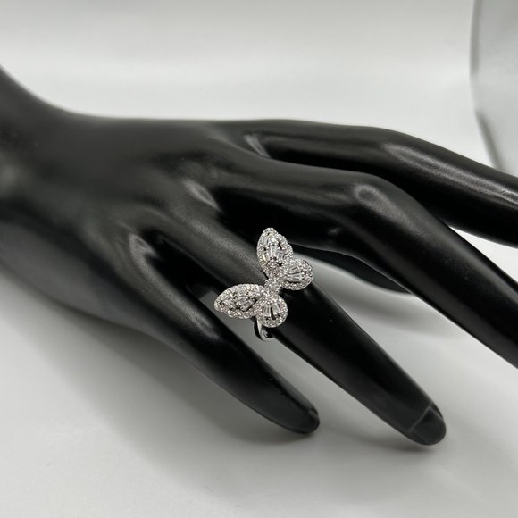 Gold/Silver Diamond Baguette Butterfly Ring - size 6-10 available! - Picture 6 of 8
